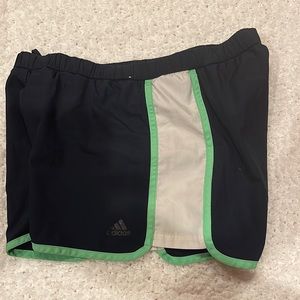 Navy Blue with Lime Green and White Climalite Adidas Running Shorts 💚Well Loved